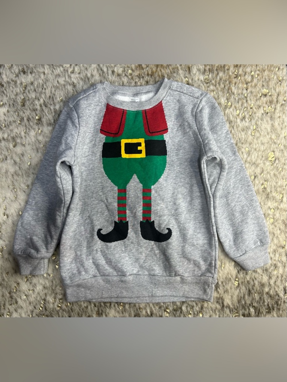 5 for $25🔥Carter's Elf Print Graphic‎ Grey Sweatshirt 4T